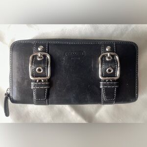 Coach SoHo Zoe Black Leather & Buckles Wallet